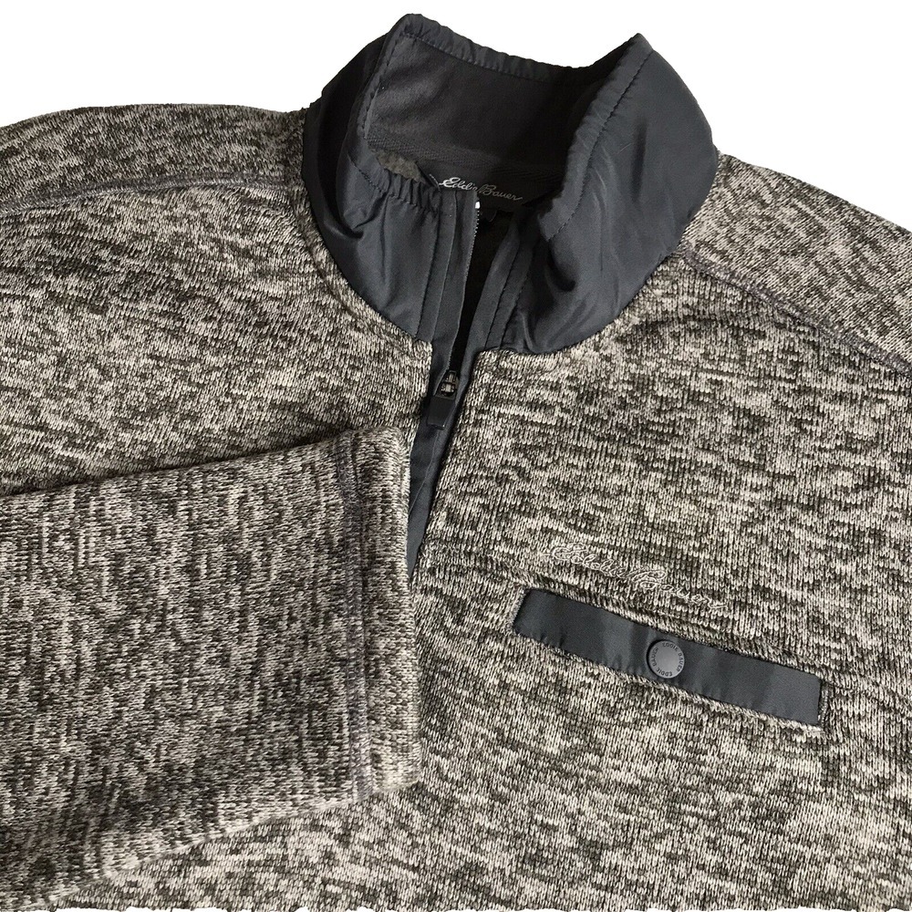 Eddie Bauer  1/4 Zip Pullover Fleece Sweater Men's‎ Large Gray Outdoors Casual